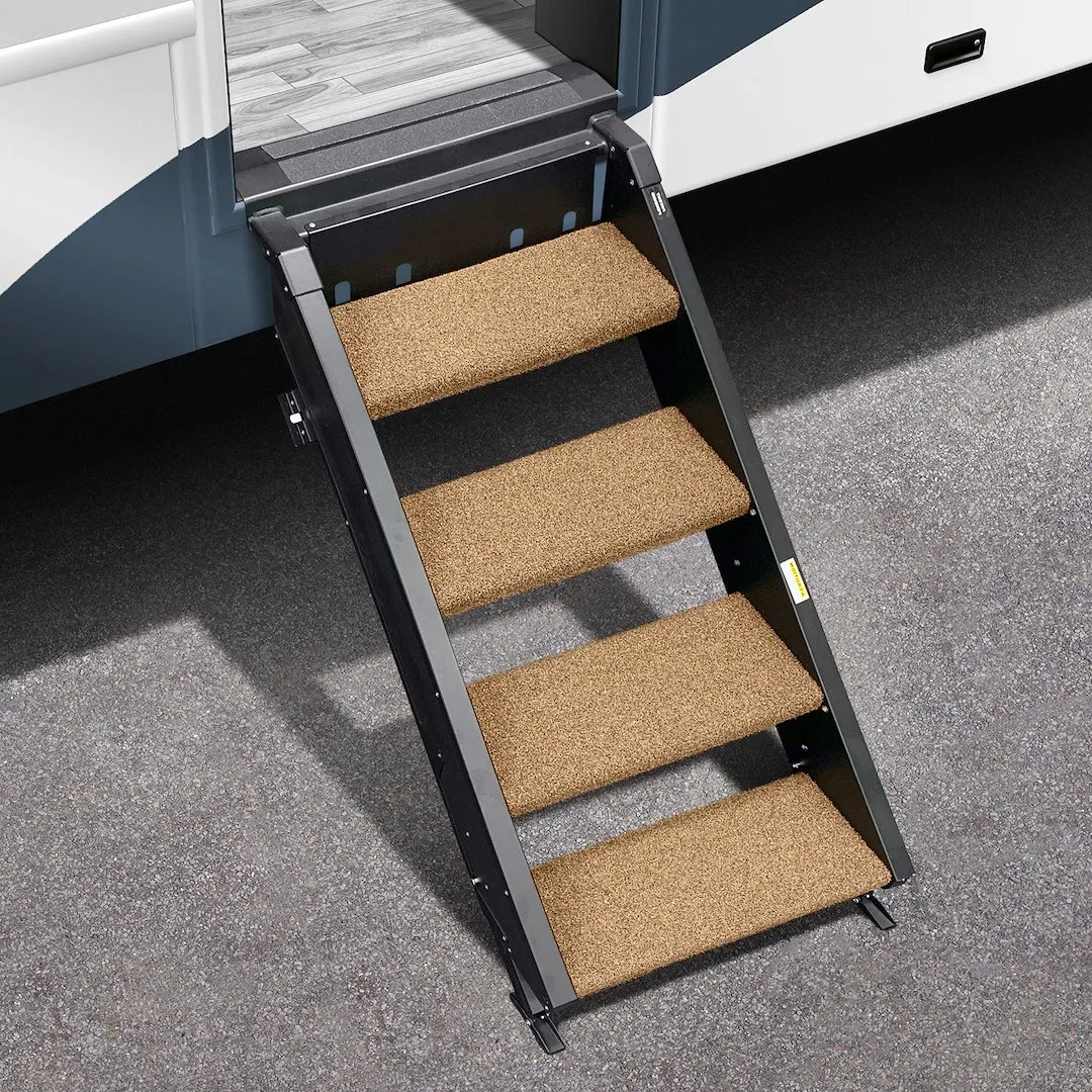 2-0531 – PRESTO FIT Entry Step Rug, Fits MORryde Gen 2 StepAbove 4 Step 19-1/2 Inch Width Buckskin Brown 4 Piece